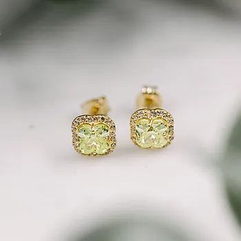 Bilde nummer 3 av Pan Jewelry, Øredobber i 585 gult gull med grønn zirkonia