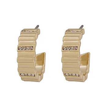 Brick øreringer i forgylt messing med zirkonia
