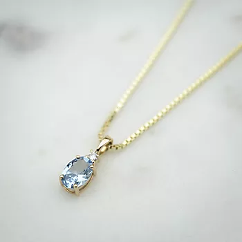 Bilde nummer 3 av Pan Jewelry, Anheng i 585 gult gull med zirkonia og syntetisk blå spinell