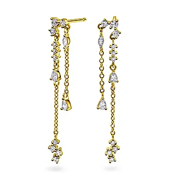 Rainfall øredobber i 925 forgylt sølv med stener