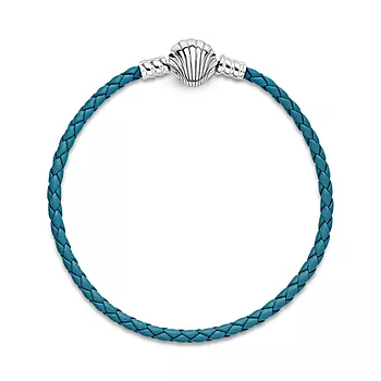 Bilde nummer 4 av Pandora Moments, Armbånd i turkis skinn med skjell