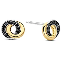 Øredobber i 925 forgylt sølv med sort zirkonia