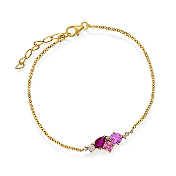 Pan Jewelry, Armbånd i forgylt 925 sølv med rosa zirkonia