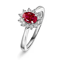 Gold Collection, Ring i 585 hvitt gull med diamanter 0,24 ct og rubin