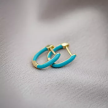 Bilde nummer 2 av Pan Jewelry, Emanuella turkise øreringer i 925 forgylt sølv