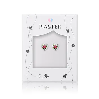 Bilde nummer 3 av Øredobber til barn i 925 sølv med rose hjerte