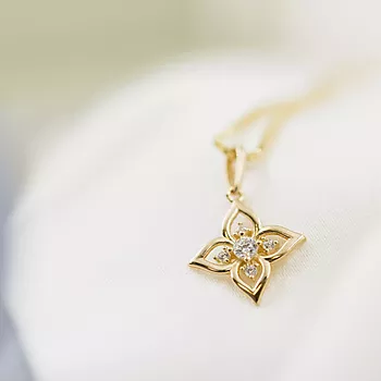 Bilde nummer 2 av Pan Jewelry, Anheng i 585 gult gull med zirkonia og blomst