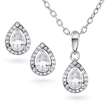 Pan Jewelry, Smykkesett i 925 sølv med zirkonia