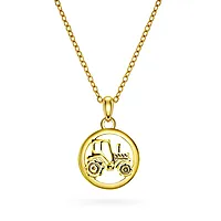 Smykke til barn i 925 forgylt sølv med traktor