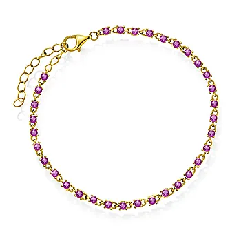 Zela armbånd i 925 forgylt sølv med rosa zirkonia