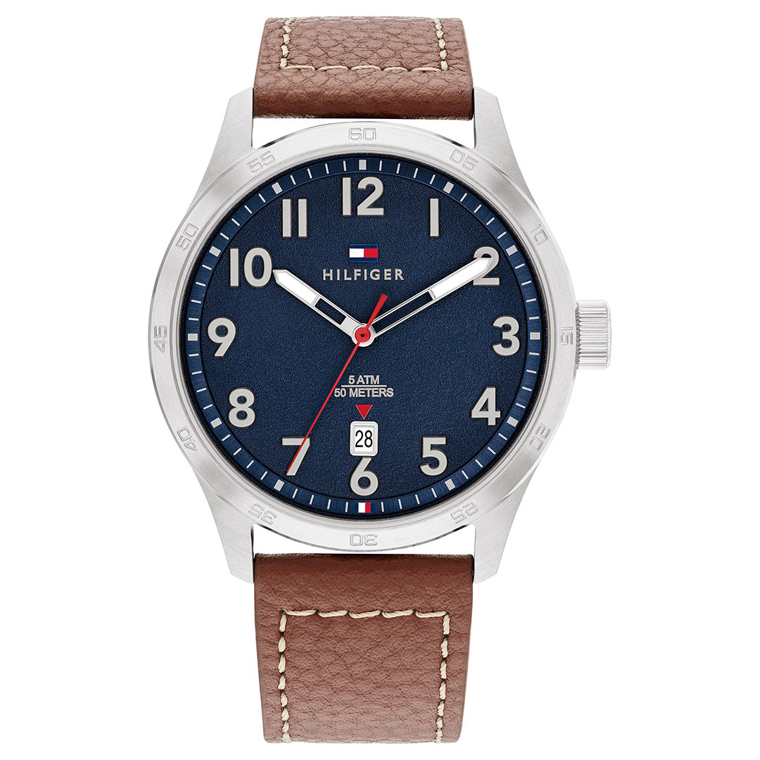 Tommy Hilfiger, Forrest herreklokke i stål med brun skinnrem