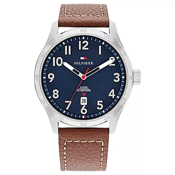 Tommy Hilfiger, Forrest herreklokke i stål med brun skinnrem