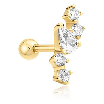 Ørepiercing i 925 forgylt sølv med zirkonia