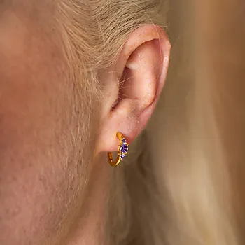 Bilde nummer 2 av Pan Jewelry, Rio Radiance øredobber i forgylt 925 sølv med lilla zirkonia