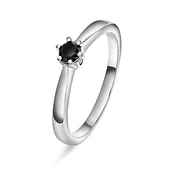 Olivia diamantring i 585 hvitt gull  sort diamant 0,20ct