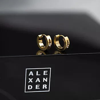 Bilde nummer 2 av Alexander, Øreringer i forgylt stål med zirkonia