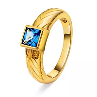 Janne Formoe by Pan Jewelry, Ring i forgylt 925 sølv med blå zirkonia