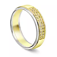 Giftering i 585 gult og hvitt gull med diamanter 0,24 CT | 5,5 mm bredde