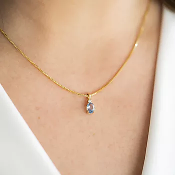 Bilde nummer 2 av Pan Jewelry, Anheng i 585 gult gull med zirkonia og syntetisk blå spinell