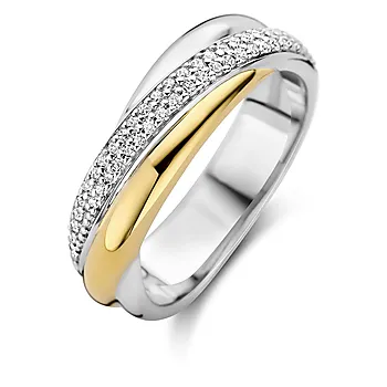 Ti Sento, Ring i forgylt 925 sølv med zirkonia