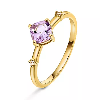 Pan Jewelry, Ring i 585 gult gull med zirkonia og ametyst