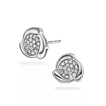 Pan Jewelry, Øredobber i 585 hvitt gull med diamanter 0,12 ct
