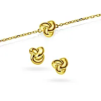 Pan Jewelry, Smykkesett med øredobber og armbånd i forgylt 925 sølv med knute