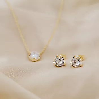 Bilde nummer 2 av Pan Jewelry, Smykkesett i 925 forgylt sølv med zirkonia og hjerter