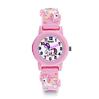 Barneklokke med rosa rem og unicorn