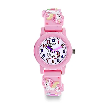 Barneklokke med rosa rem og unicorn