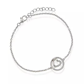 Pan Jewelry, Armbånd i 925 sølv med hjerte i sirkel og zirkonia