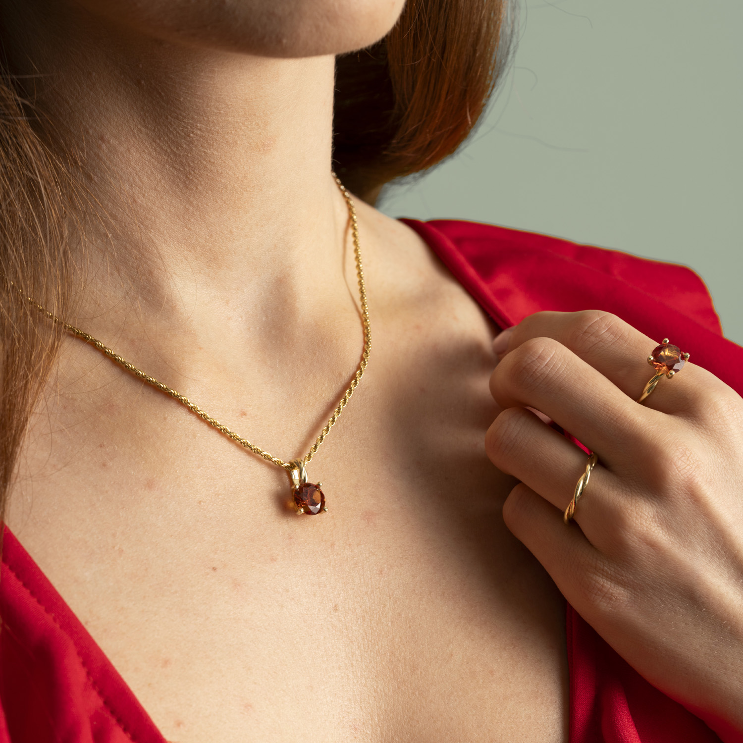 Bilde nummer 2 av Pan Jewelry Drops, Anheng i 585 gult gull med syntetisk Padparascha