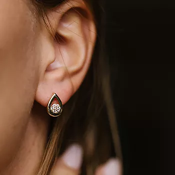 Bilde nummer 2 av Pan Jewelry, Smykkesett i 925 forgylt sølv med zirkonia og dråpe