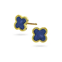 Pan Jewelry, Kløver øredobber i forgylt 925 sølv med havblå lapis lazuli