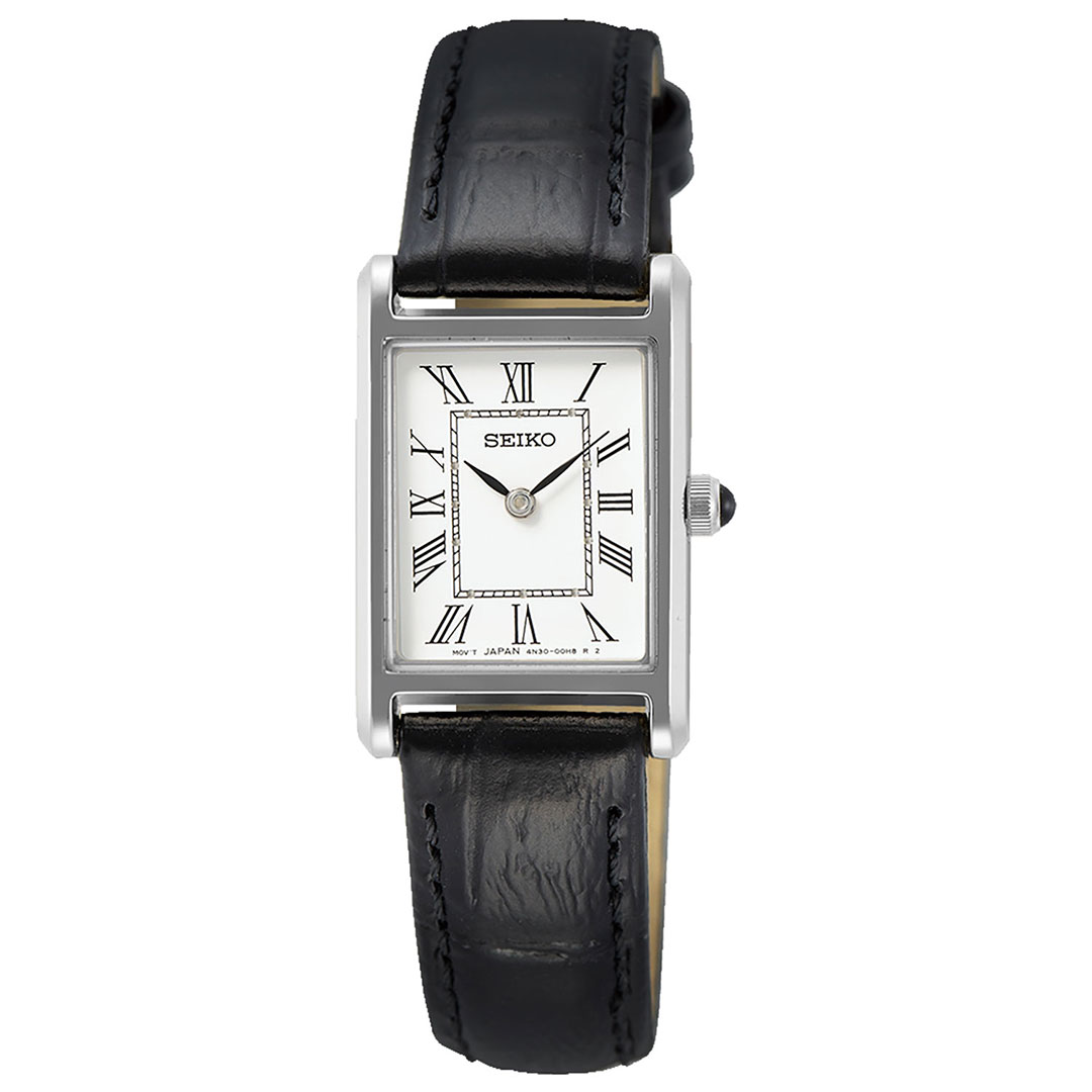 Seiko, Basic dameklokke med sort skinnrem