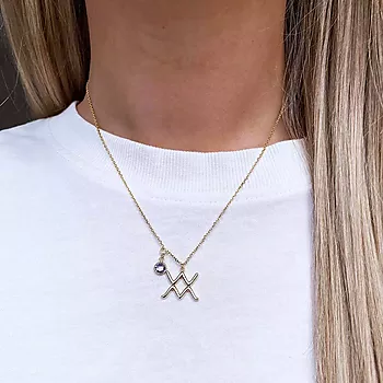 Bilde nummer 2 av Pan Jewelry, Smykke i 925 forgylt sølv med zirkonia og horoskop Vannmannen