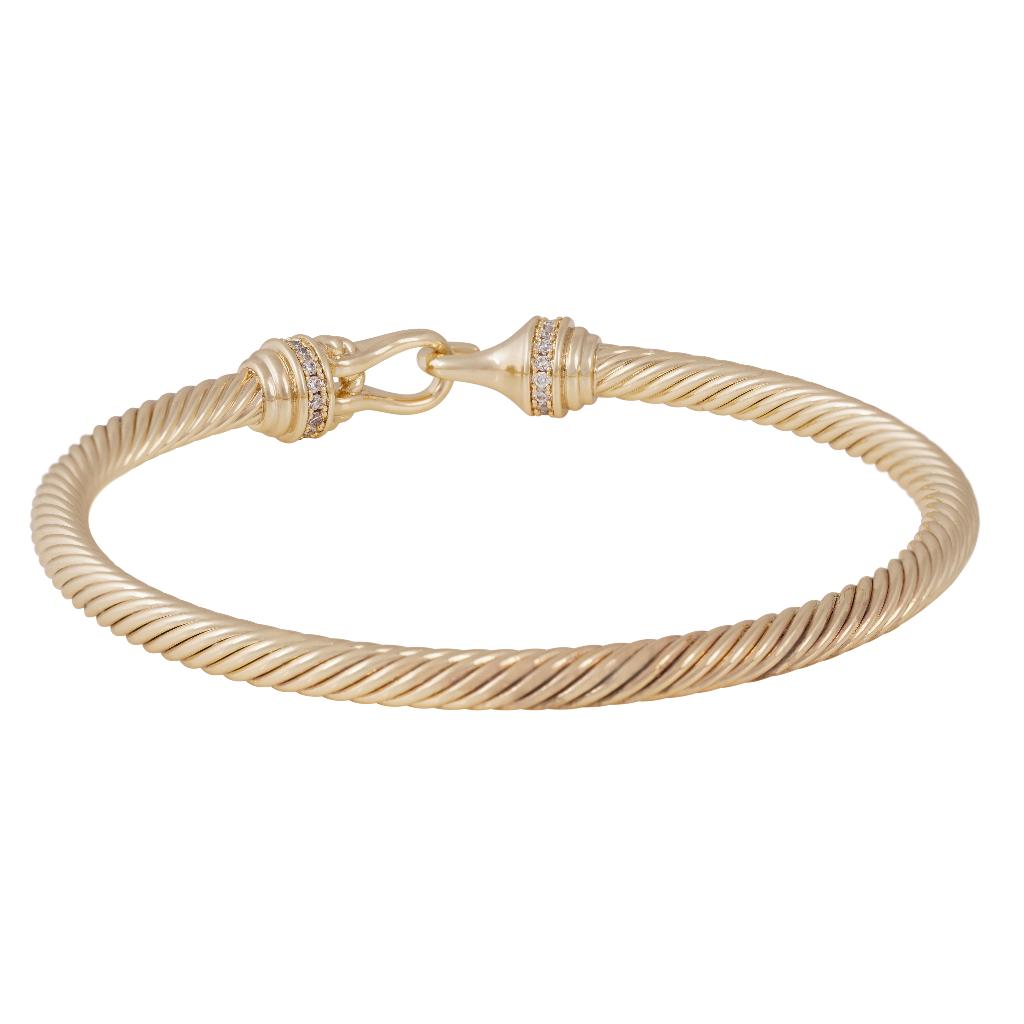 Twist armbånd i forgylt messing med zirkonia