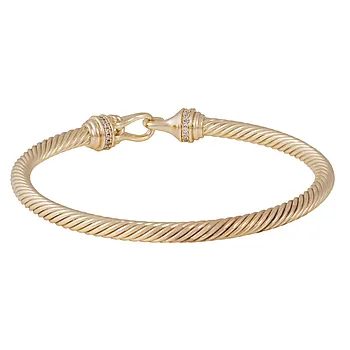 Twist armbånd i forgylt messing med zirkonia