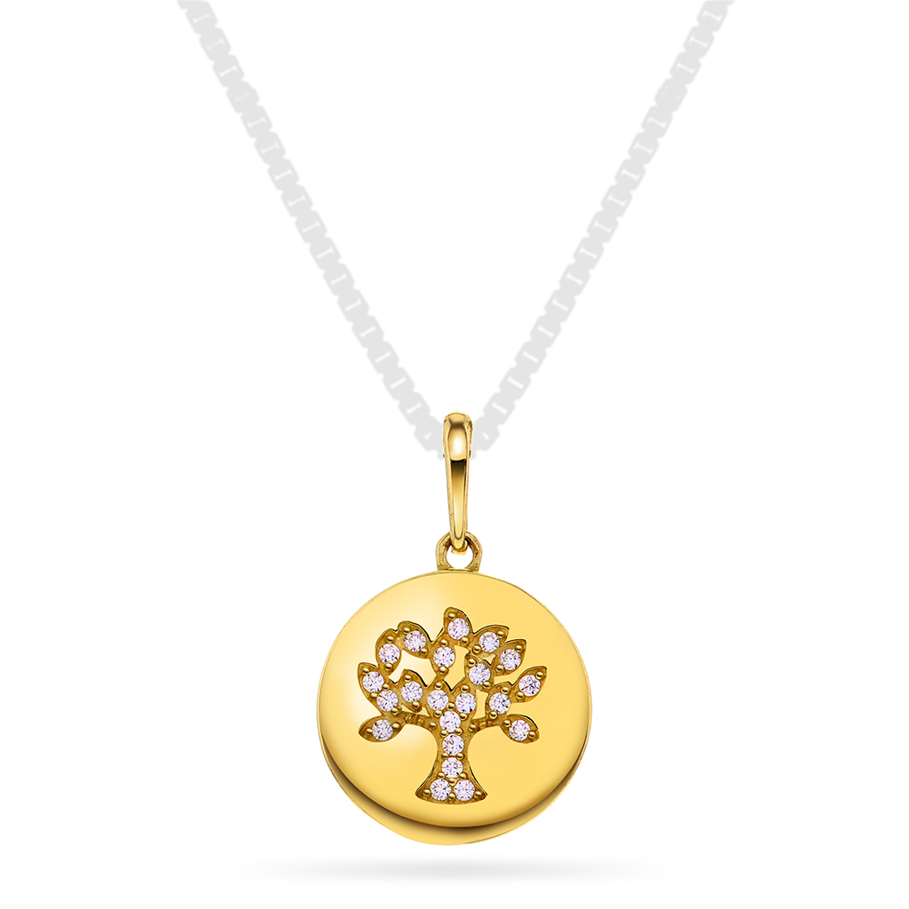 Pan Jewelry, Anheng i 585 gult gull med zirkonia og livets tre