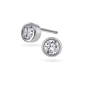 Øredobber i 925 sølv med zirkonia, 4 mm