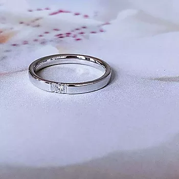 Bilde nummer 2 av Pan Jewelry, Lady alliansering i 585 hvitt gull med diamant 0,05 ct TWSI