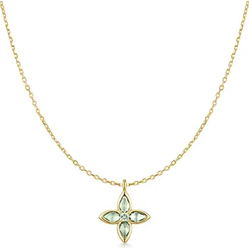 Smykke i 925 forgylt sølv med grønn kløver