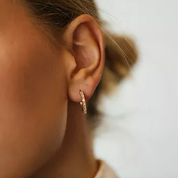 Bilde nummer 2 av Pan Jewelry, Øreringer i 585 gult gull med rosa stener