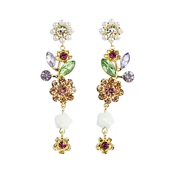 Vintage Bloom øredobber i forgylt messing med blomster