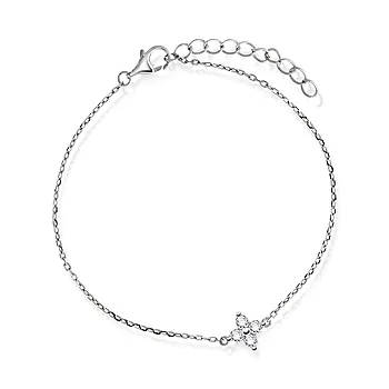 Pan Jewelry, Blomst armbånd i 925 rhodinert sølv med zirkonia