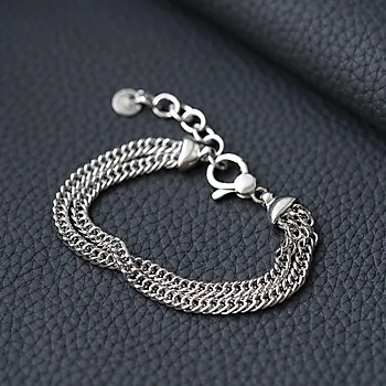 Bilde nummer 2 av Pan Jewelry, Armbånd i rhodinert 925 sølv 2 radet, 21 cm