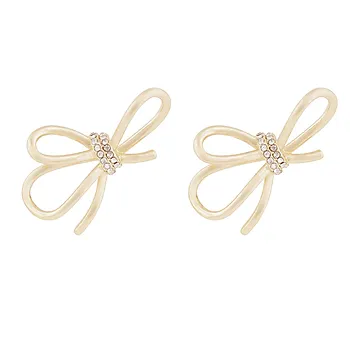 Ribbon øredobber i forgylt messing med sløyfe