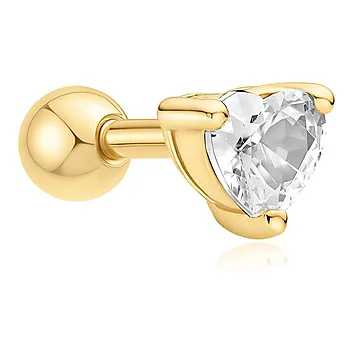 Ørepiercing i 925 forgylt sølv med hjerte