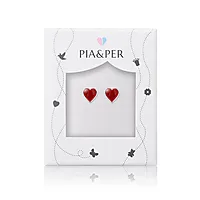 Bilde nummer 3 av Øredobber til barn i 925 sølv med rødt hjerte