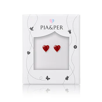 Bilde nummer 3 av Øredobber til barn i 925 sølv med rødt hjerte